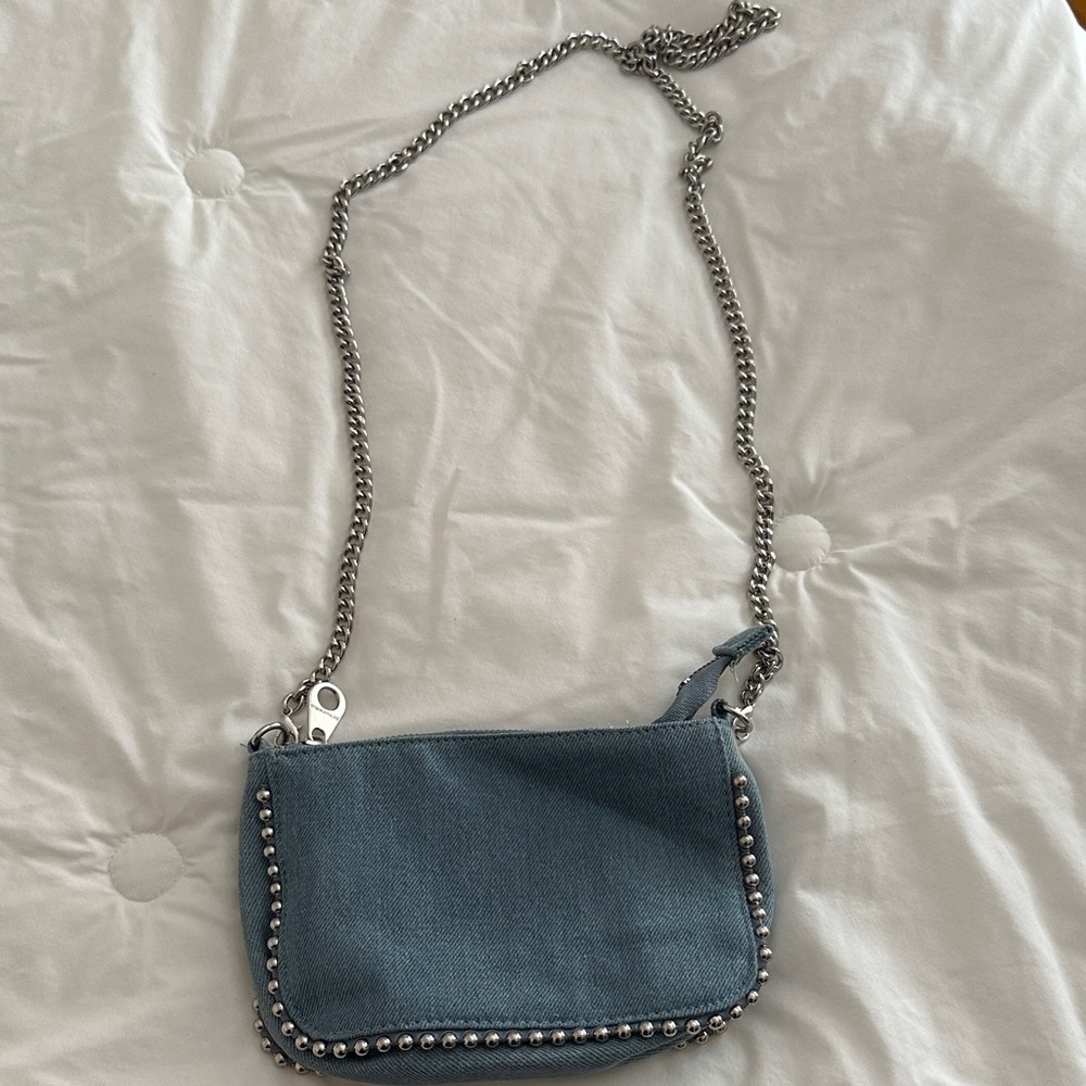 Stradivarius Blue Crossbody Bag with Chain